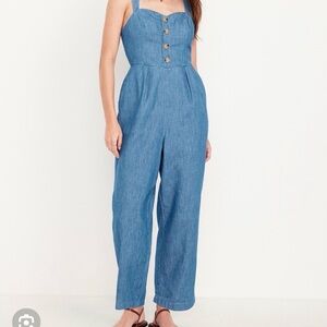 Old Navy Light Blue Button-Front Jumpsuit